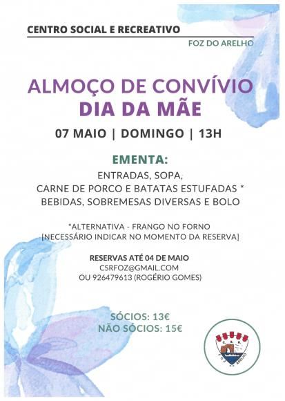 Almo&ccedil;o de Conv&iacute;vio Dia da M&atilde;e -  Dia 07 - de Maio Domingo Pelas 13 Horas