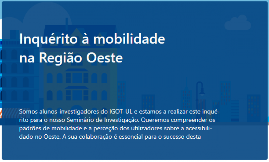 Inqu&eacute;rito &agrave; mobilidade na Regi&atilde;o Oeste